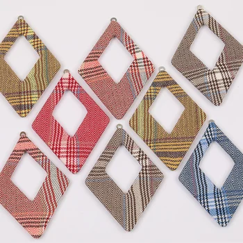 

Cordial Design Clearance 48*68MM 50Pcs Earring Making/DIY/Check Print Cloth/Loop Pendants/Rhombus/Hand Made/Earring Findings