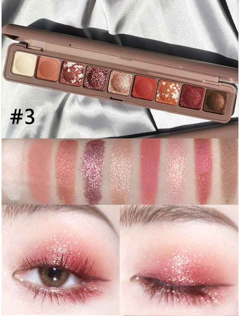 

HUDAMOJI 9 Colors Matte Glitter Eyeshadow Palette Pigment Smooth Eye Shadow Makeup Powder Flash Mutiply Styles Make Up Kit TSLM1