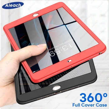 

Case For iPad Air 1 2 3 mini 4 5 For iPad Pro 10.5 Silicone 360 Full Body Cover + Free Glass For iPad 2017 2018 9.7 5th 6th Case