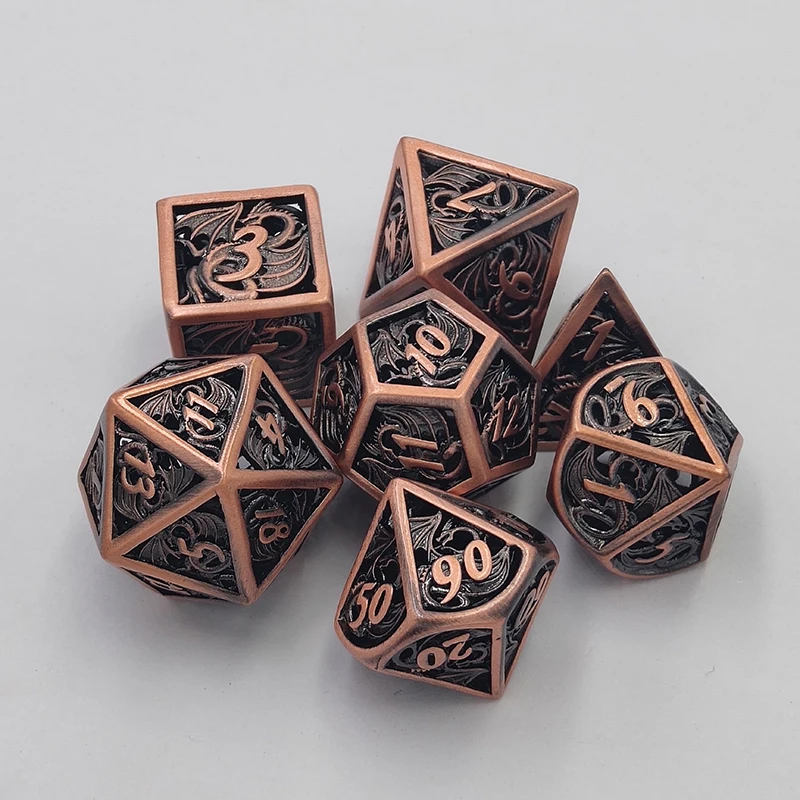 

2021 New Arrival Metal Hollow DND Dice Set D20 Dados Rol Polyhedral RPG Dice Playing Game Dice Dobbelspel kostki do gry Dadi