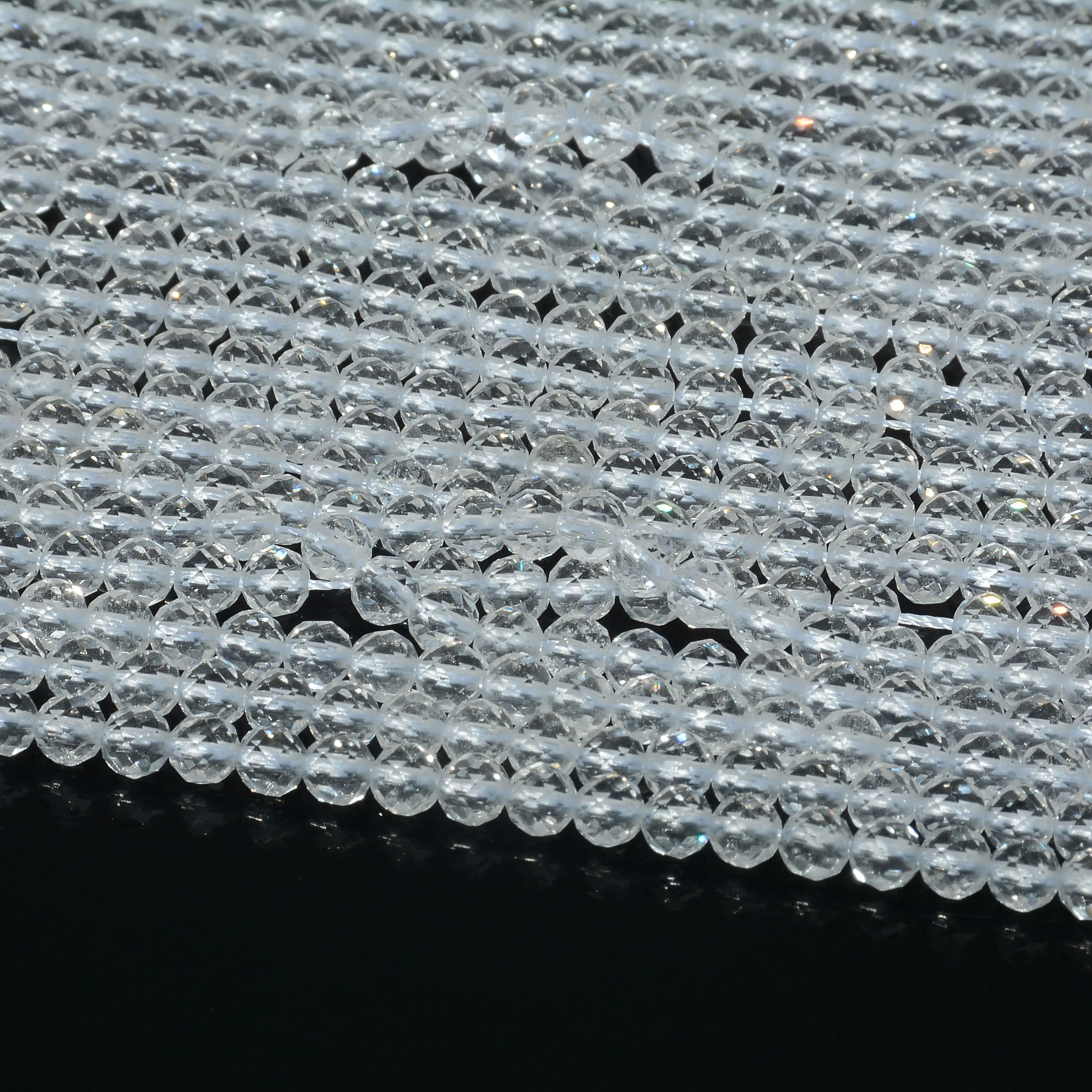 

Natural A-AA Quality Clean Quartz / Crystal Small Faceted Round Beads 2mm,3mm,4mm