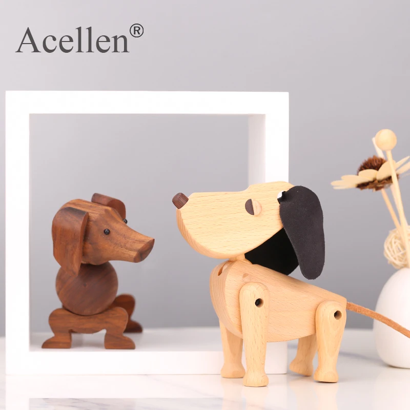 Handmade Wooden Dachshund Dog Figures Kids Room Bedroom Living Room Home Decoration Accessories Ornaments Holiday Gift Toys