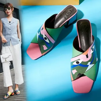 

2019 Printing Sheepskin Crossing Coarse With With Out Color Cool Slipper Women's Shoes