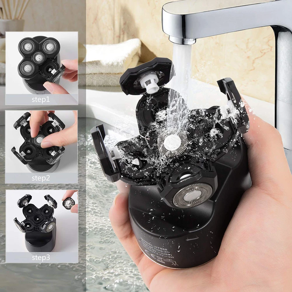 Youpin à Prova Navalha para Homens Xiao Crânio Shaver n1 Cabeça Careca D5d Água 5d Elétrica Rotativo Aliciamento Kit Barba Corpo Aparador 2021 6 6 2020 xiao crânio shaver 6 n1 cabeça