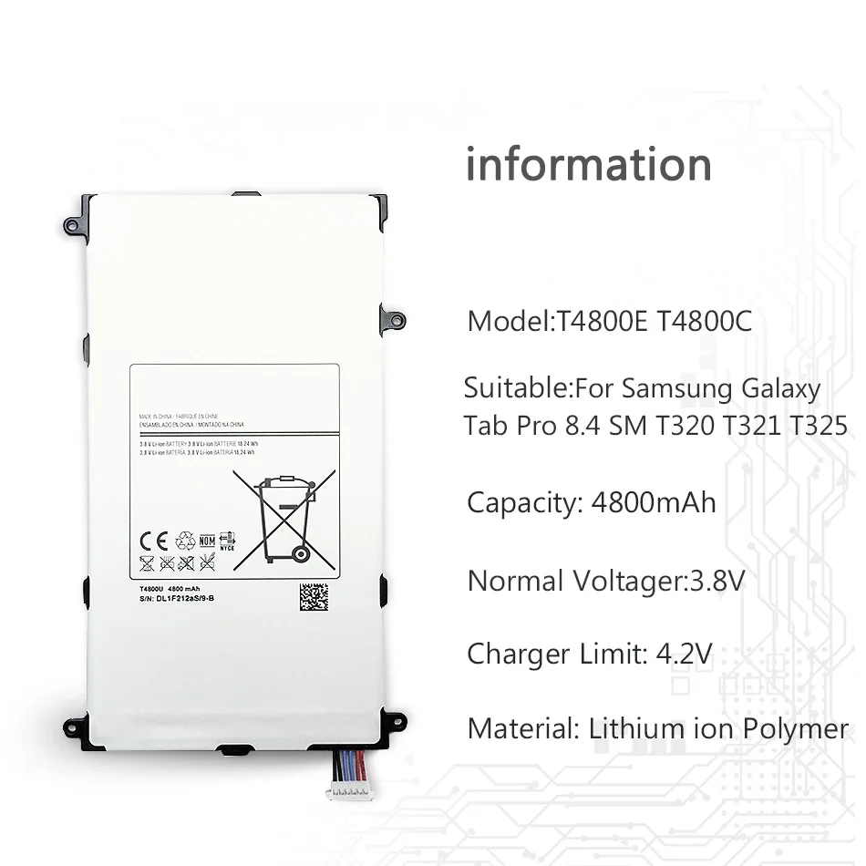 Класс планшет Батарея T4800E T4800C для Samsung Galaxy Tab Pro SM T320 T321 T325 4800 мА-ч