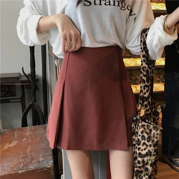 

Ailegogog New Spring Summer Women Mini Skirt Casual High Waist A Line Streetwear Short Skirt Ladies Black Skirt