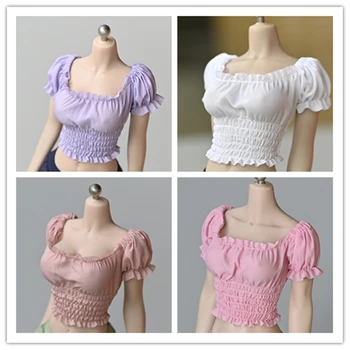 

1/6 Scale Female Bubble Sleeve Pleated Tops Clothes for 12" Action Figures Body Accessories Model Toys