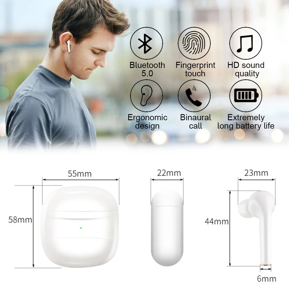 Günstige MISFUN TWS i12 1 1 In ohr Blutooth Drahtlose kopfhörer Mini Sport kopfhörer Stereo ohrhörer FÜR Apple IPhone Xiaomi Aire 2 3 pro