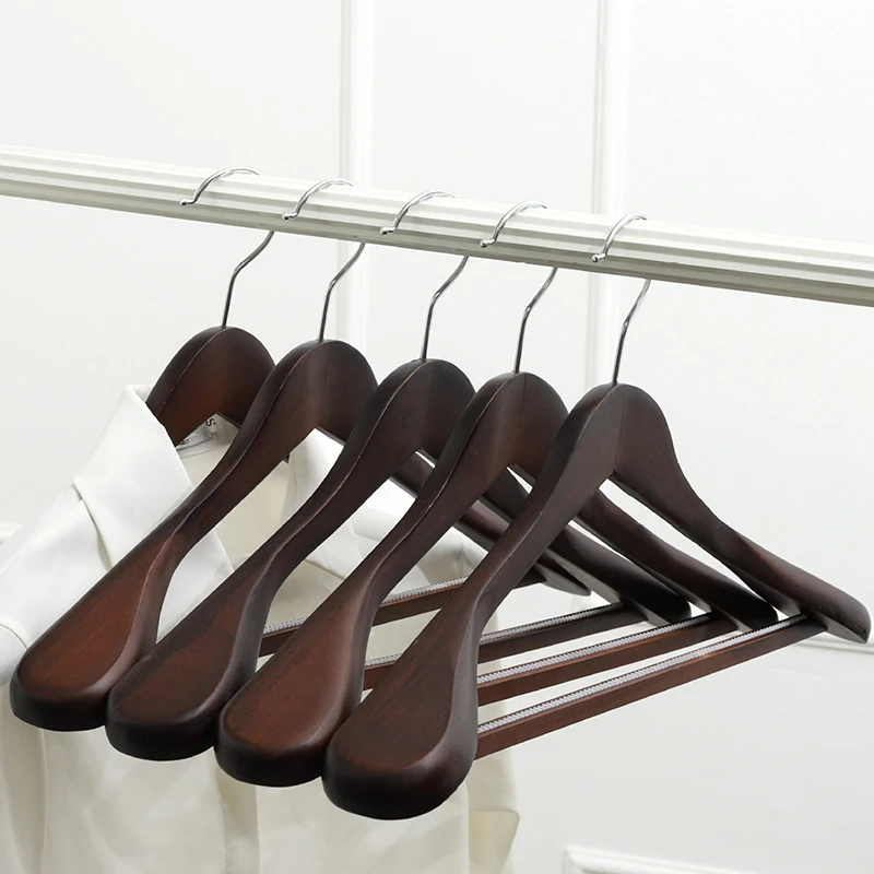 Wooden Coat Hangers Notches Walnut Wood Clothes Drying Rack 1 Pcs Black Wood Coat Aliexpress