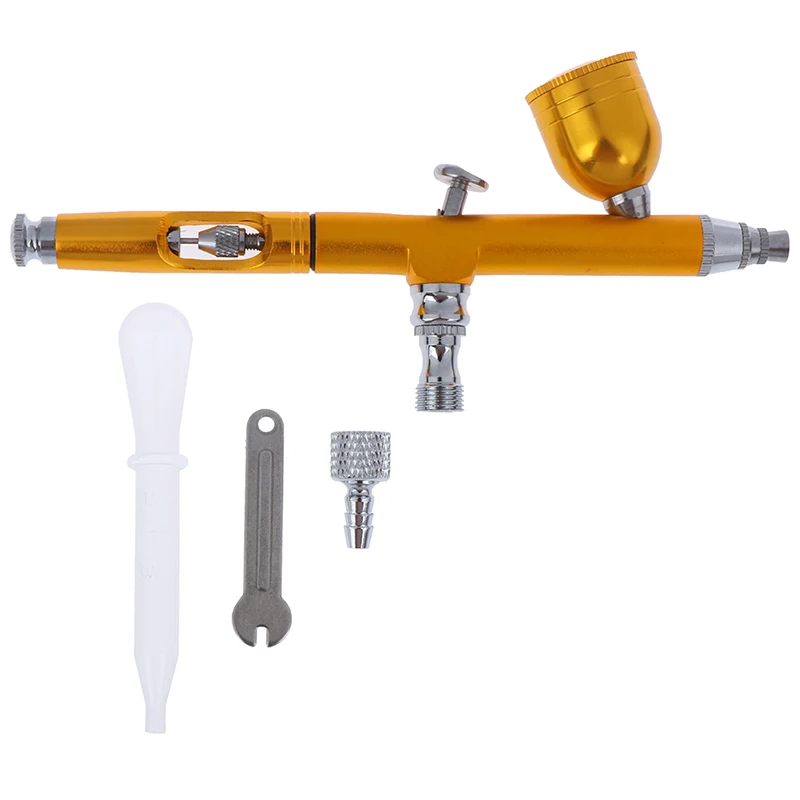 1pc Mayitr Airbrush Tool Dual Action Gravity Feed 0.3mm Nozzle Spray Airbrush Nail Art Paint Tattoo Tool With Wrench Straw