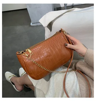 

MJ Women Messenger Bags PU Leather Crocodile Pattern Chain Bag Female Crossbody Shoulder Bag Small Cell Phone Purse Bag
