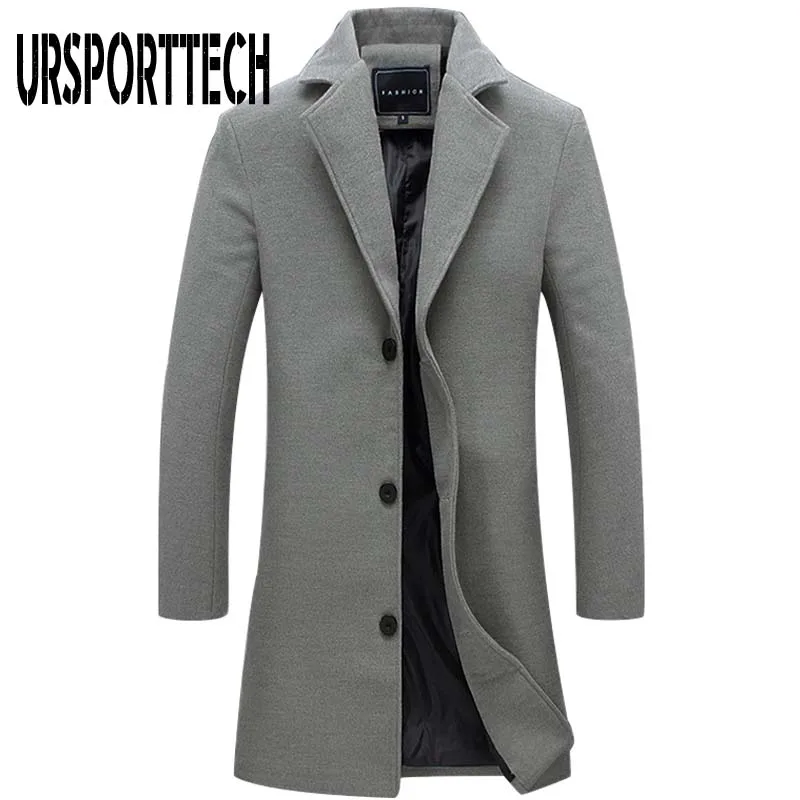 Высококачественные мужские куртки, новая мода, приталенные пальто, деловые мужские длинные зимние ветрозащитные куртки размера плюс 5XL, черные - Цвет: Серый