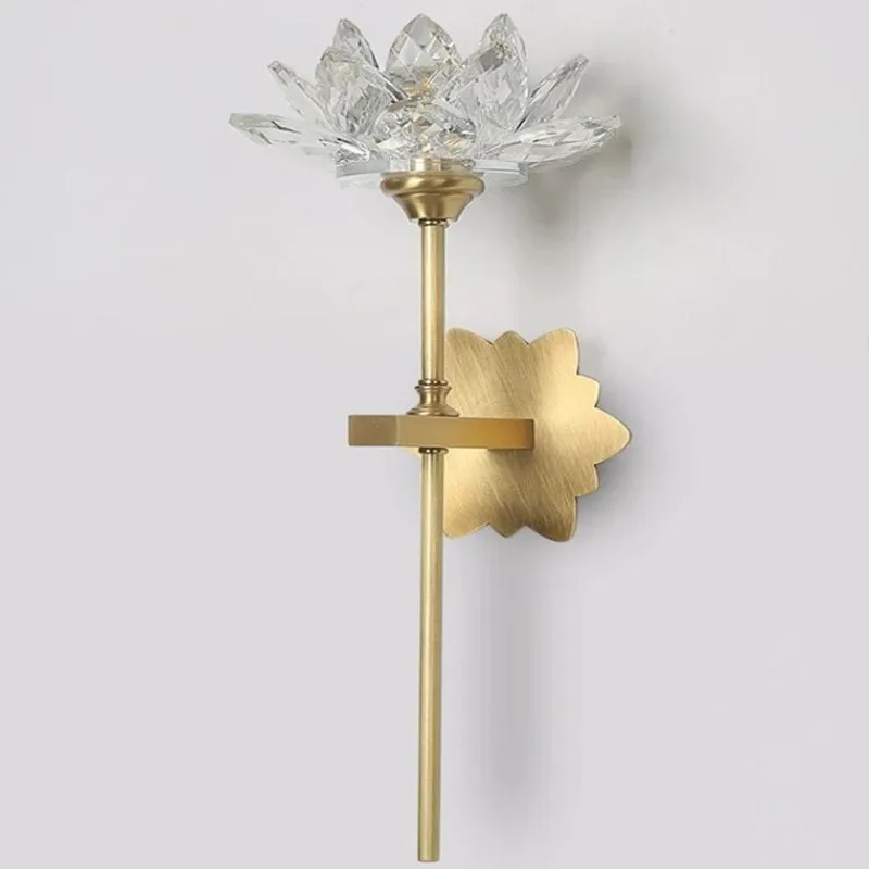 

Modern Flower LED Wall lamp Copper Crystal Living room Stairs Wall light Aisle Bathroom Wall Sconce 90-260V Home Decoration