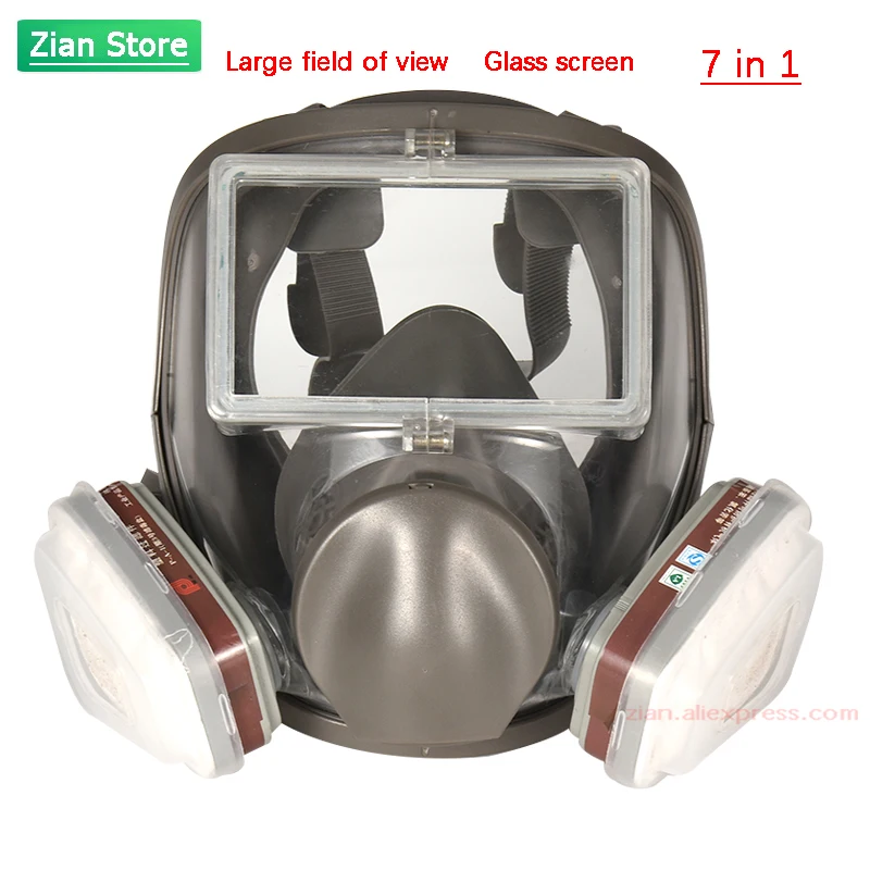 

Super Large Field View Industrial Full Face Gas Mask Glass Screen Cleanable Chemical Formaldehyde Filters Dust Protection Mask