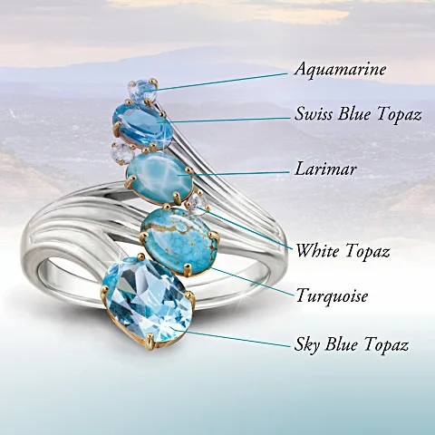 Classic Female Turquoise Oval Rings Charm Silver Color Engagement Ring Vintage Aqua Blue Zircon Stone Wedding Jewelry For Women