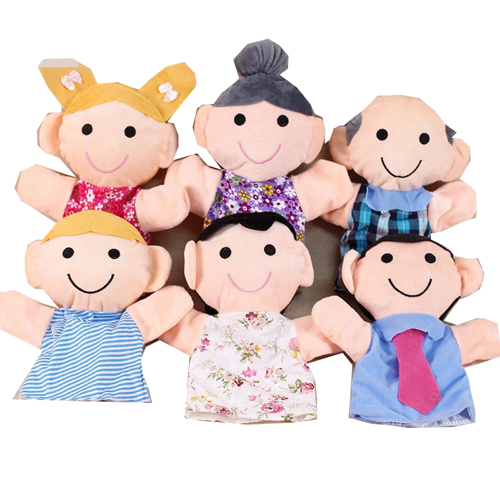 Grandparents Mom Dad Family Member Children Plush Toy Stuffed Hand Puppet