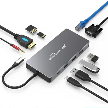 

Type-C Docking Station Hdmi / Network Port / Card Reader Pd Ten-In-One Converter Multifunctional Usb Hub