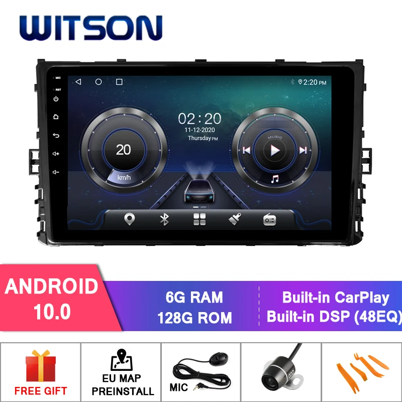 

Автомобильный медиаплеер WITSON, Android 10,0, 6 + 128 ГБ, 10,1 дюйма, для VW, универсальный автомобильный аудиоплеер MQB 2018, беспроводной Carplay, проводной Android