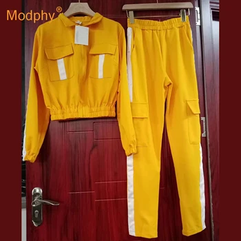 

Casual 2 Two-Piece Women Set Jacket Top & Trousers Sweatpants Sportswear Running Suit Streetwear 2020 Autumn Fashion New
