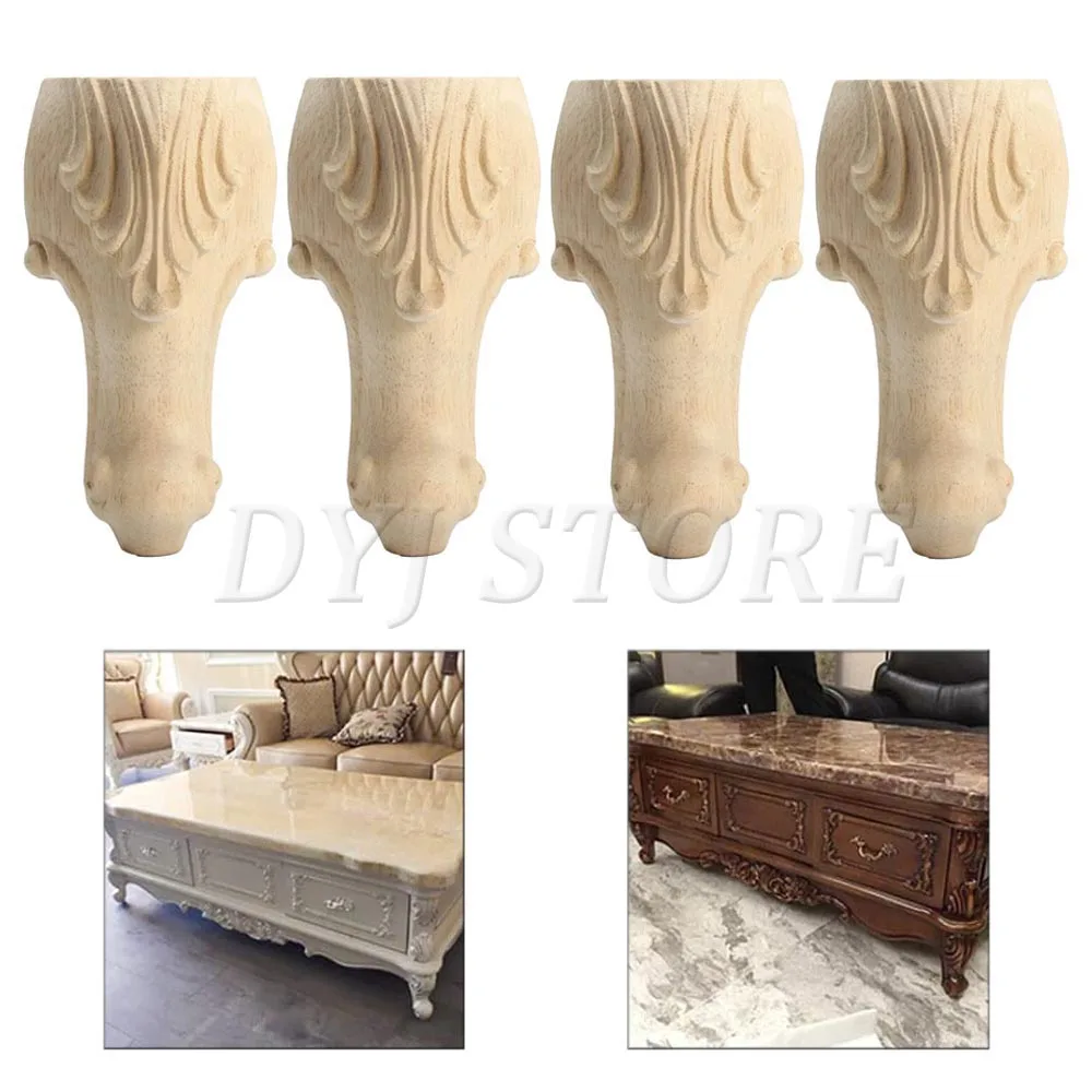 

2Pcs 100-250mm Wooden Furniture Legs, European Style Solid Wood Carving Cabinet Feet for Sofa Cabinet Dresser Loveseat