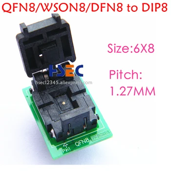 

Original QFN8 WSON8 DFN8 MLF8 to DIP8 programmer adapter socket test chip IC FOR 1.27MMpitch 8X6MM 6X5MM SPI FLASH QFN-8