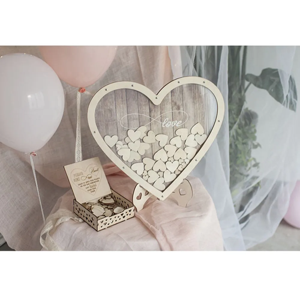 Heart shape Wedding guest book Decoration Rustic Sweet Heart Drop box Wedding drop box 3D Guestbook wooden PAPARTDIY design