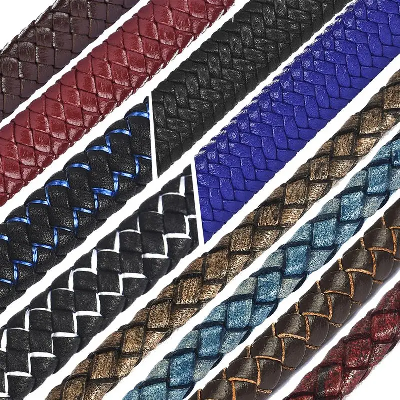 

Braided Leather Cord Round Flat Black Brown String Rope for Fashion Bracelet Making DIY Jewelry Findings fit 12x6mm/6/8mm Clasp