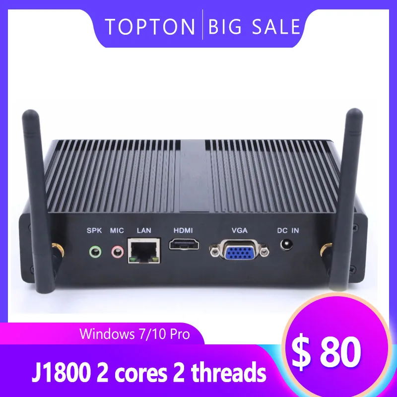 Недорогой Мини ПК без вентилятора Intel Celeron J1900 Windows 7/8 Linux HDMI и VGA Full 1920*1080 HD порт Wi Fi BT