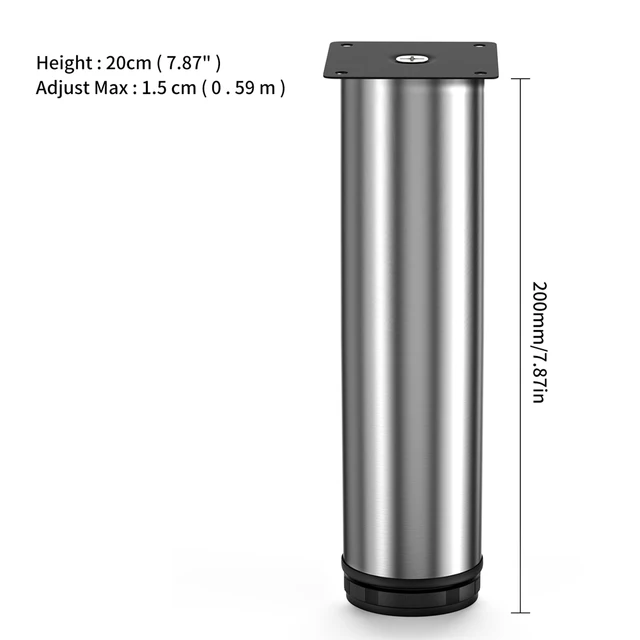 5-35cm adjustable stainless steel furniture Feet， Black Replacement Metal Feet，for Couch Cabinets TV Stands Cabinet Sofa Feets 20cm-1pcs
