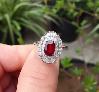 

P330 Ruby Ring Fine Jewelry 18K White Gold Natural 1.01ct Pigeon Blood Red Ruby Gemstones Female's Wedding Diamonds Fine Rings