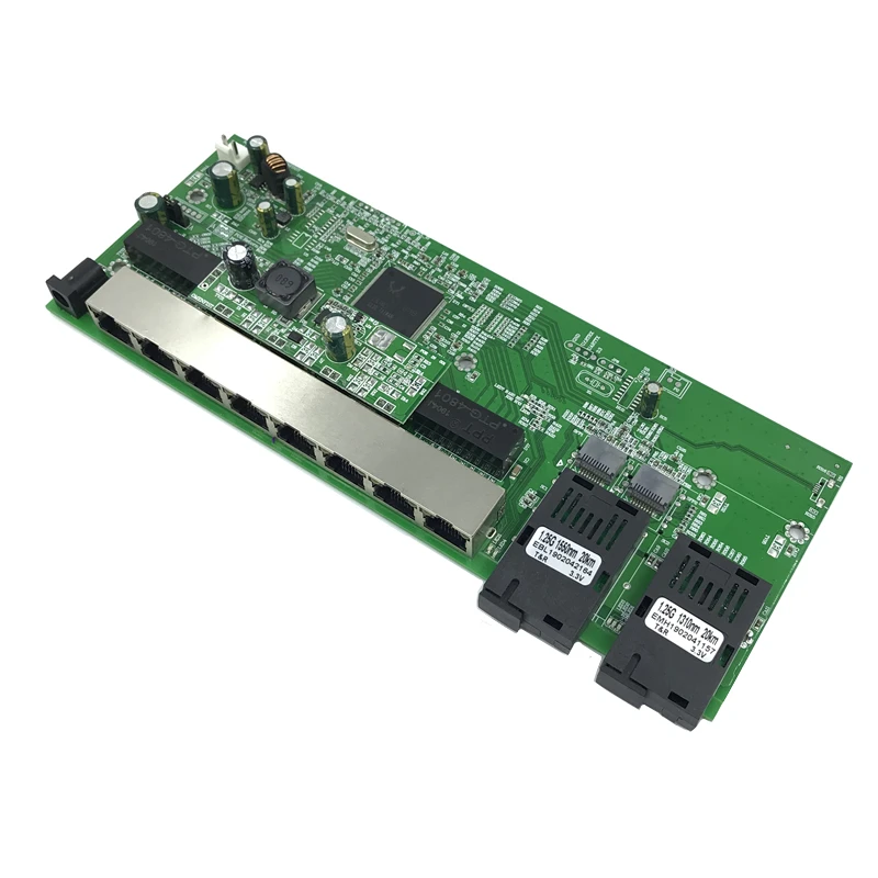 Обратное POE питание 10/100/1000M Gigabit Ethernet-коммутатор Ethernet волоконно-оптического одномодового 8 RJ45 UTP& 2 SC волокно Порты и разъёмы доска 20 км