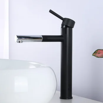 

Brass Black Single Handle Hole Deck Mounted Hot and Cold Water Mixing Bathroom Basin Faucet