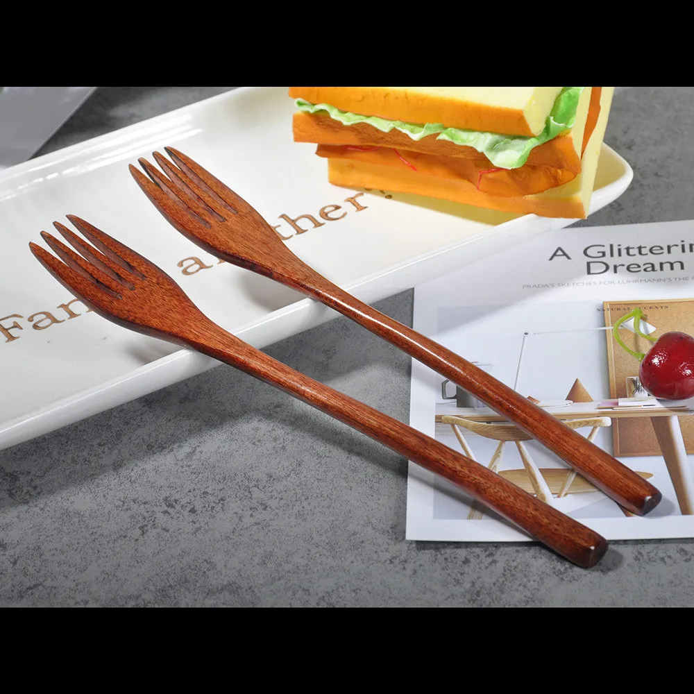 Wooden Spoon Fork Bamboo Kitchen Cooking Utensil Tools Soup-Teaspoon Tableware Accessories L*5 | Дом и сад