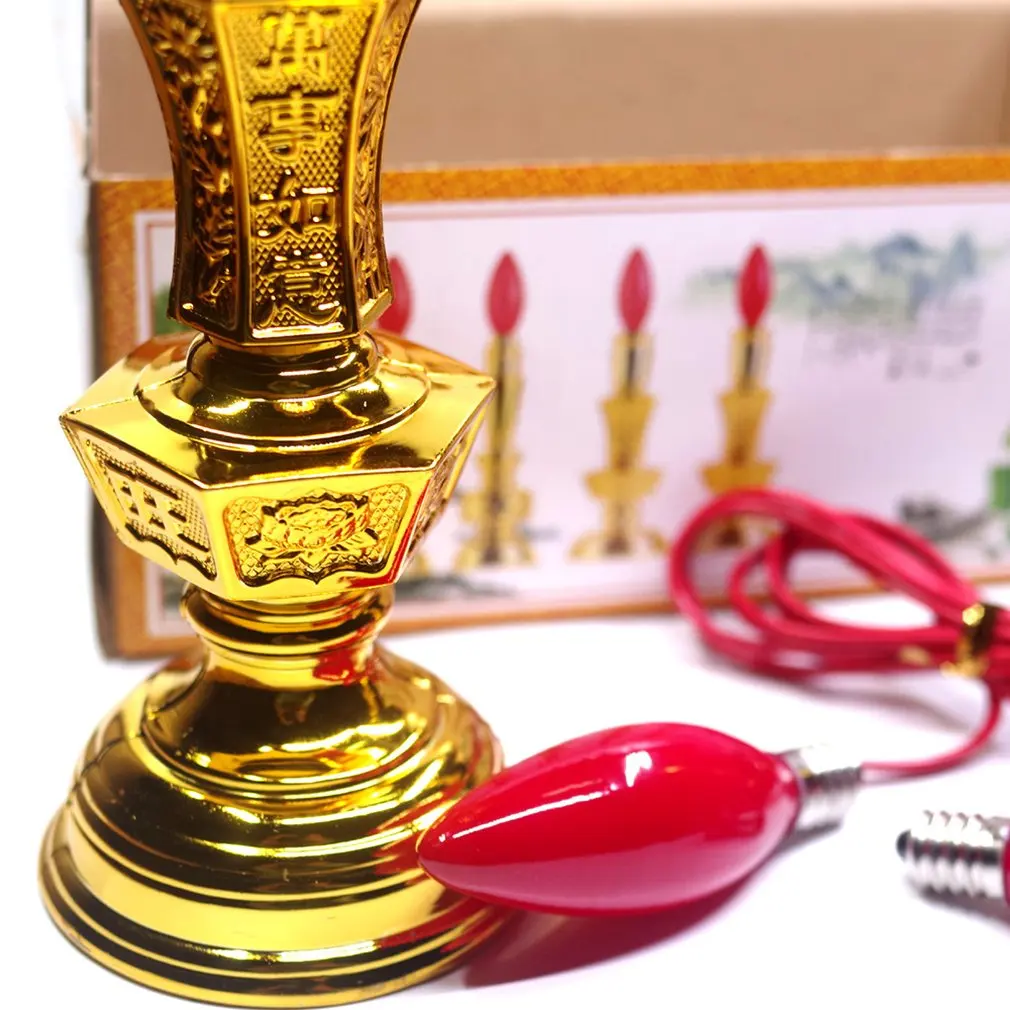 

J062 Electric Candle Light 8 Inch Red Led 2w E12 Bulb Candle Light Lotus Lamp Buddha Lamp Lotus Lamp