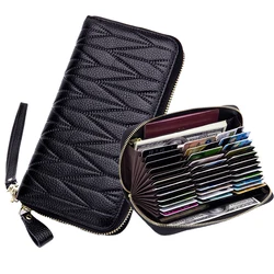 RFID Wallet for Women Genuine Leather Female Travel Purse Zipper Women's Wallet 36 Card Holder мини кошелек жен