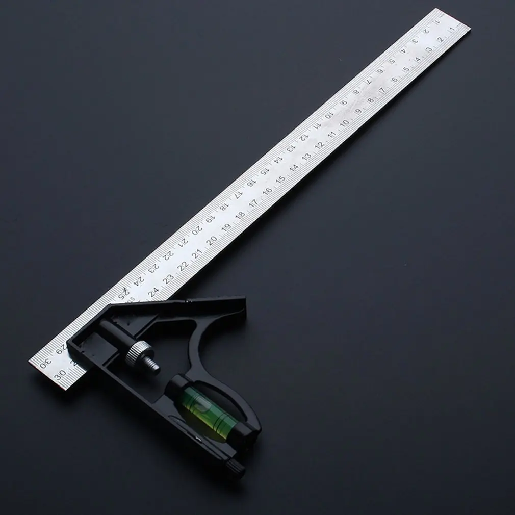 300MM Adjustable Combination Square Angle Ruler 45/90 Degree With Bubble Level Multifunctional Gauge Measuring Tools