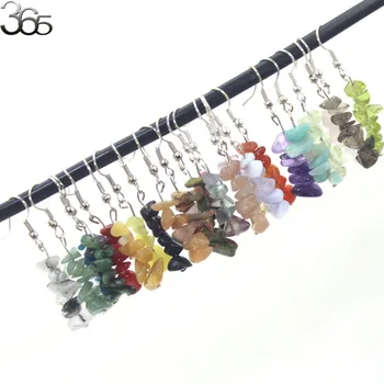 

Free Shipping SR 10 Pairs Semi Precious Natural Genuine Gemstone Stone Chips Dangle Chip Woman Earrings
