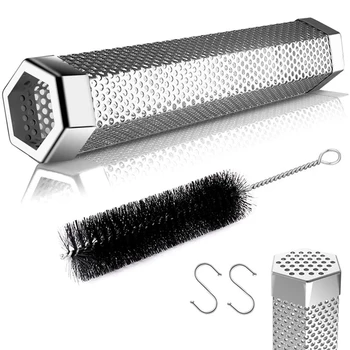 

Pellet Smoker Tube, 12Inch Stainless Steel BBQ Wood Pellet Tube Smoker for Cold/Hot Smoking, Barbecue Tools,4 PCS