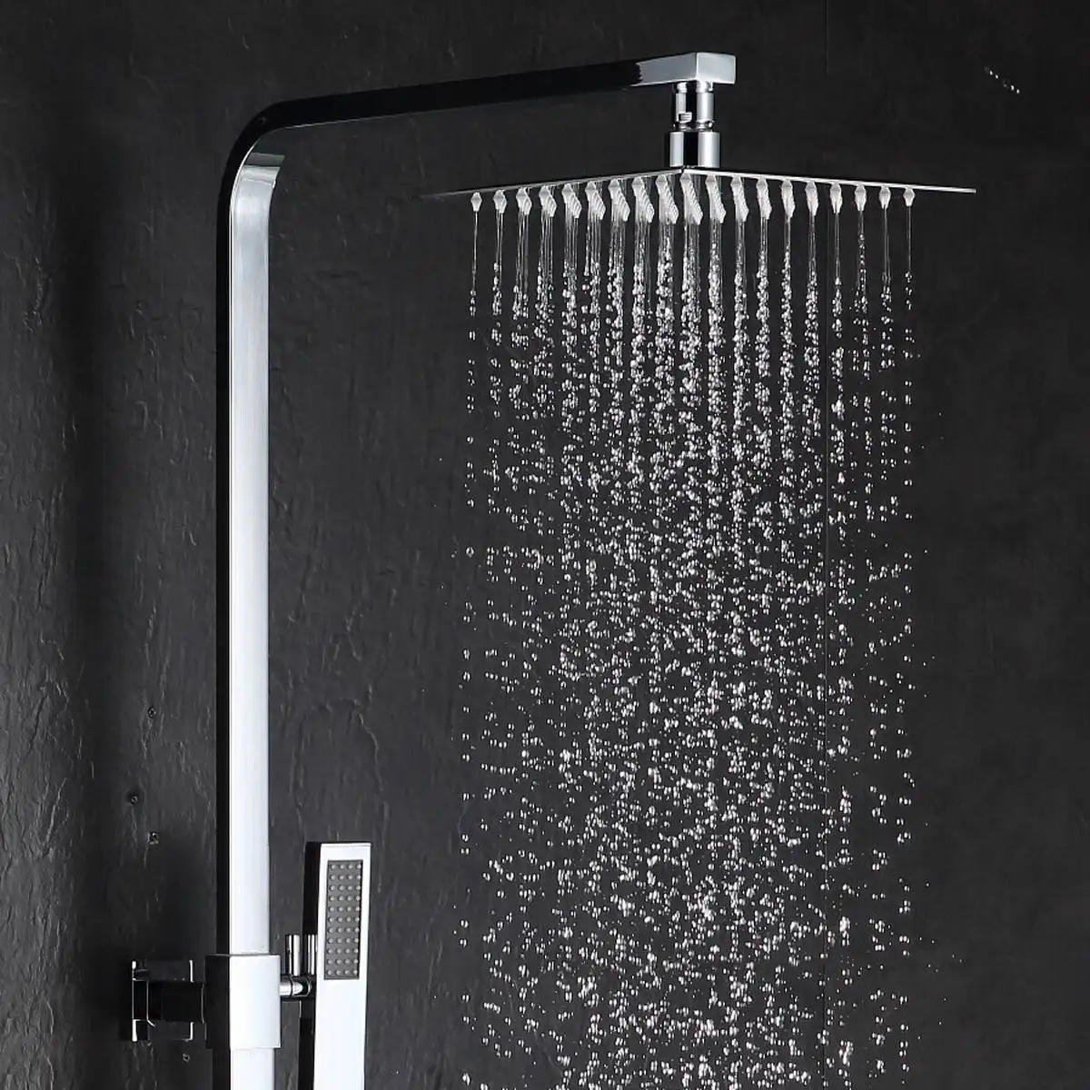 

20x20cm 8 Square Stainless Steel Hose Wall Mounted Rainfall Showerhead HeadCeiling Rain Shower Rain Shower Head
