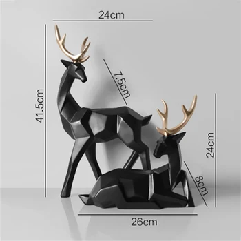 

1 Set Gold Color Deer Figurine Miniatures Garden European Style Resin Deers Decoration Living Room Bedroom Wine Cabinet Ornament