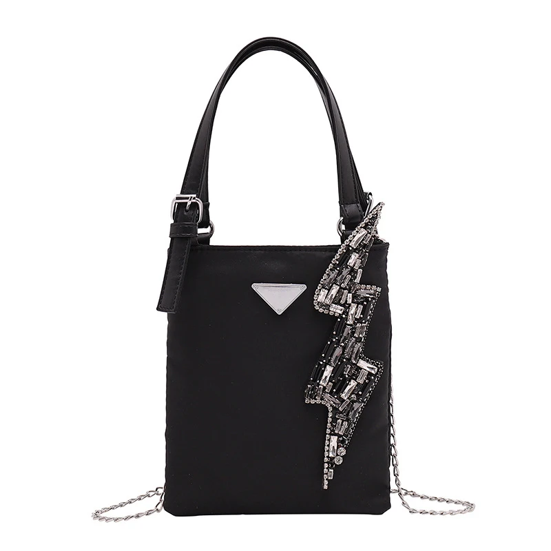 Женская сумочка мини класса люкс для девочек сумки через плечо нейлоновые дамские маленькие сумки через плечо сумки - Цвет: Black
