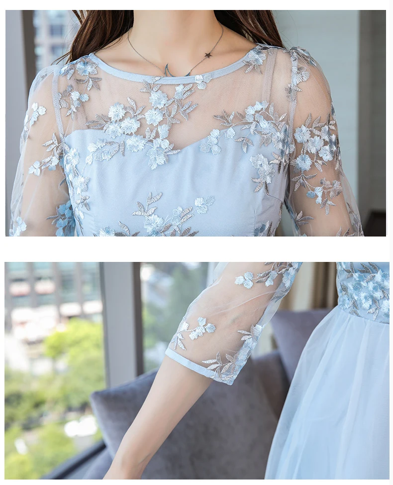 и вышивкой Сетки Прозрачное платье Весна 2019 Новое Женское Платье летнее