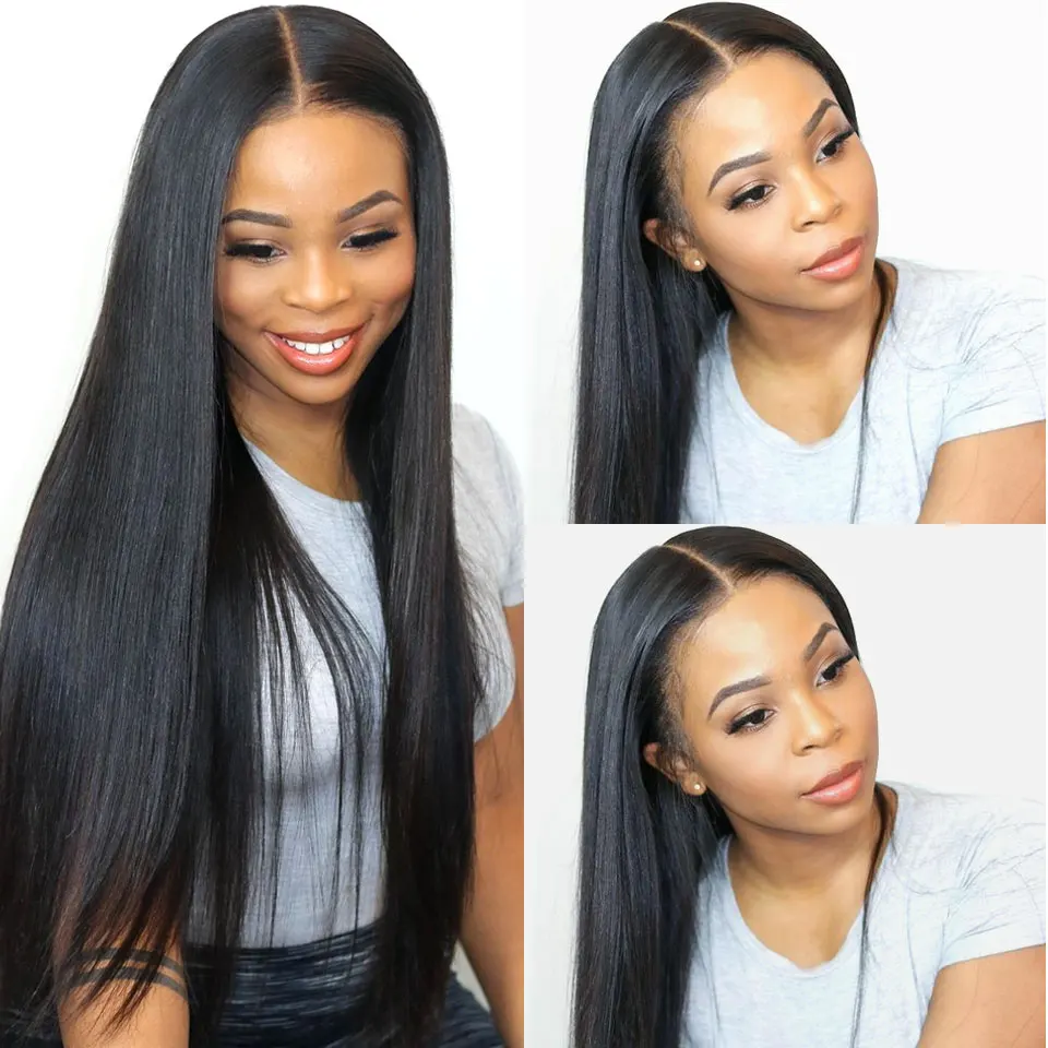 Osso em Linha Dianteira do Laço Brasileiro em Linha Perucas de Cabelo Humano para a Parte Média do Laço Polegada Longo Reta Peruca Frontal Remy 32 34 1 Cheap Apliques com cabelo humano