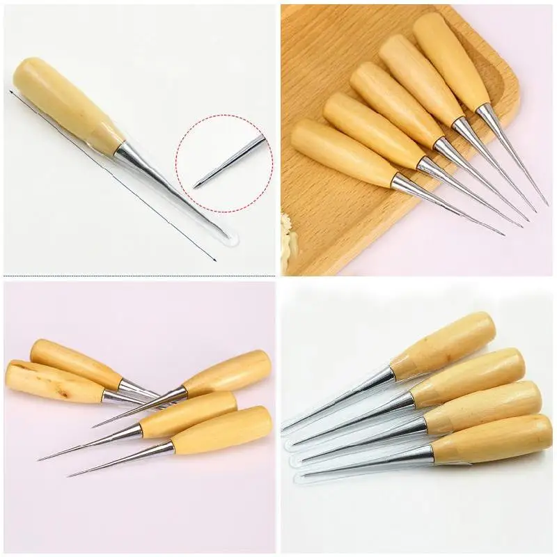 Профессиональные Кожаные деревянные ручки Awl инструменты для шитье по коже шитье DC120