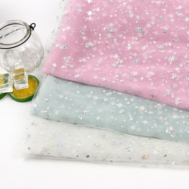 Блестящие пайетки, блестящая Мягкая сетчатая ткань для юбки-пачки, 140 см, X1Y детское платье для свадебной вечеринки, сценического декора, материал ручной работы