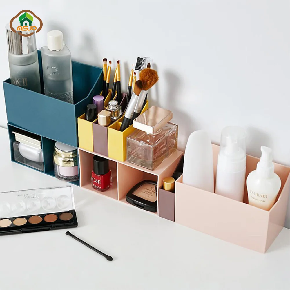  MSJO Makeup Organizer Lipstick Plastic Storage Box Lip Gloss Nail Polish Desktop Sundries Container