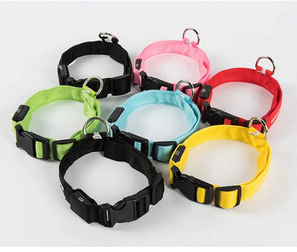 Dog Collar Leash Supplies Cat Collar USB Charging Chien Anti-Lost/Avoid Car Accident Luminoso Safety Button Battery LED Stuff