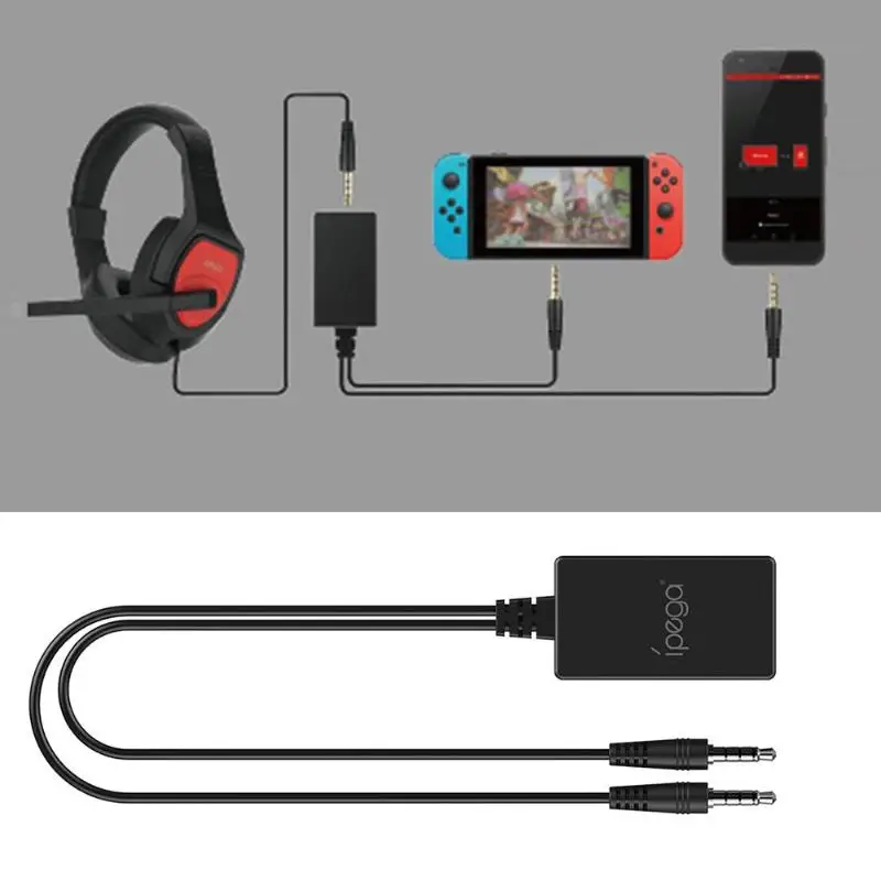 

iPega Audio 2 in 1 Adapter Connector PG-9176 Audio 2 in 1 Converter Fit for N-Switch Console to Headphone for Voice Calls