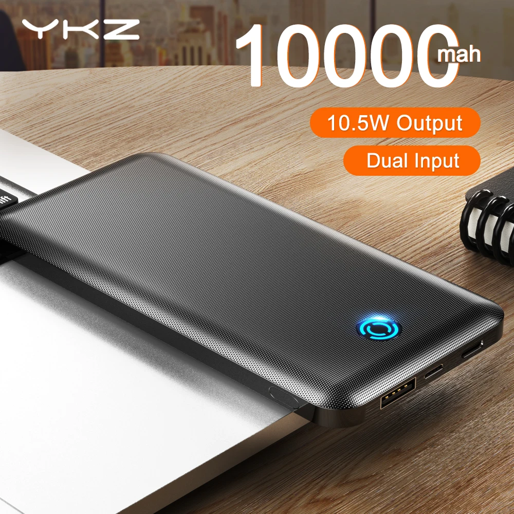 YKZ 10000mAh Дополнительный внешний аккумулятор для iPhone Xiaomi Power Bank Внешняя