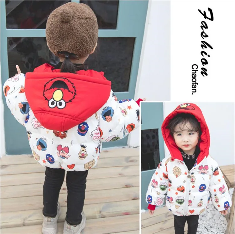 Children's cartoon cotton clothes boys and girls baby bread superman thickening plus velvet imitation down jacket warm jacket